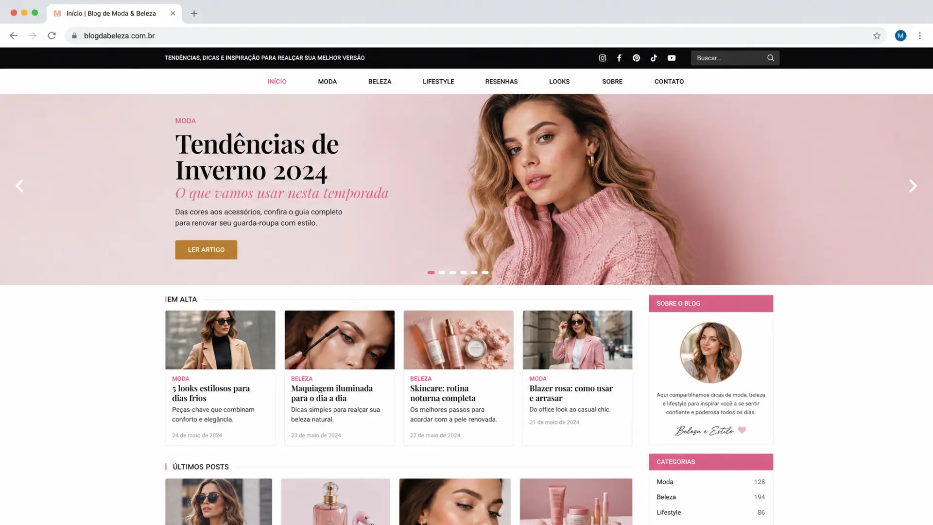 Ilustração demonstrativa de um blog de moda e beleza