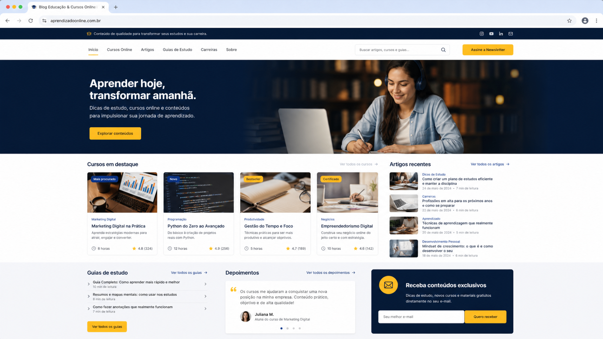 Aprendizado Online — Educação e cursos